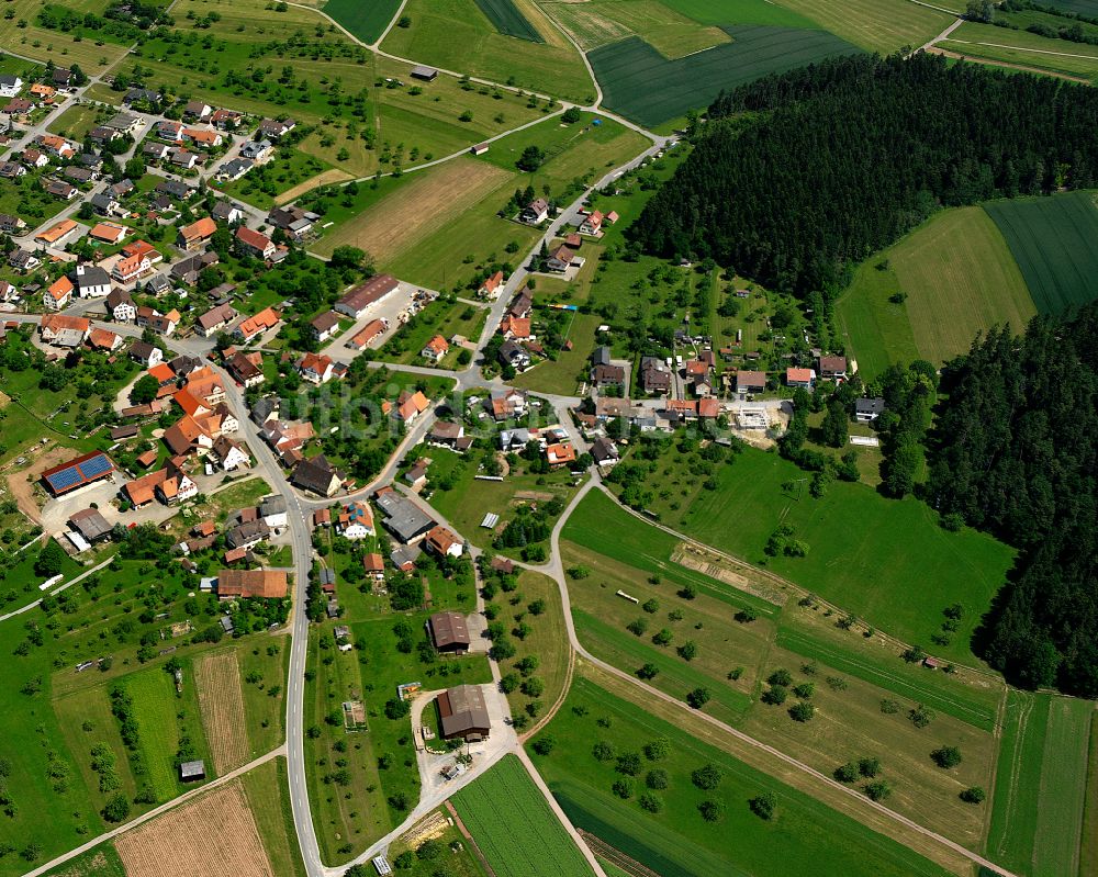 Ebershardt aus der Vogelperspektive: Dorfkern am Feldrand in Ebershardt im Bundesland Baden-Württemberg, Deutschland