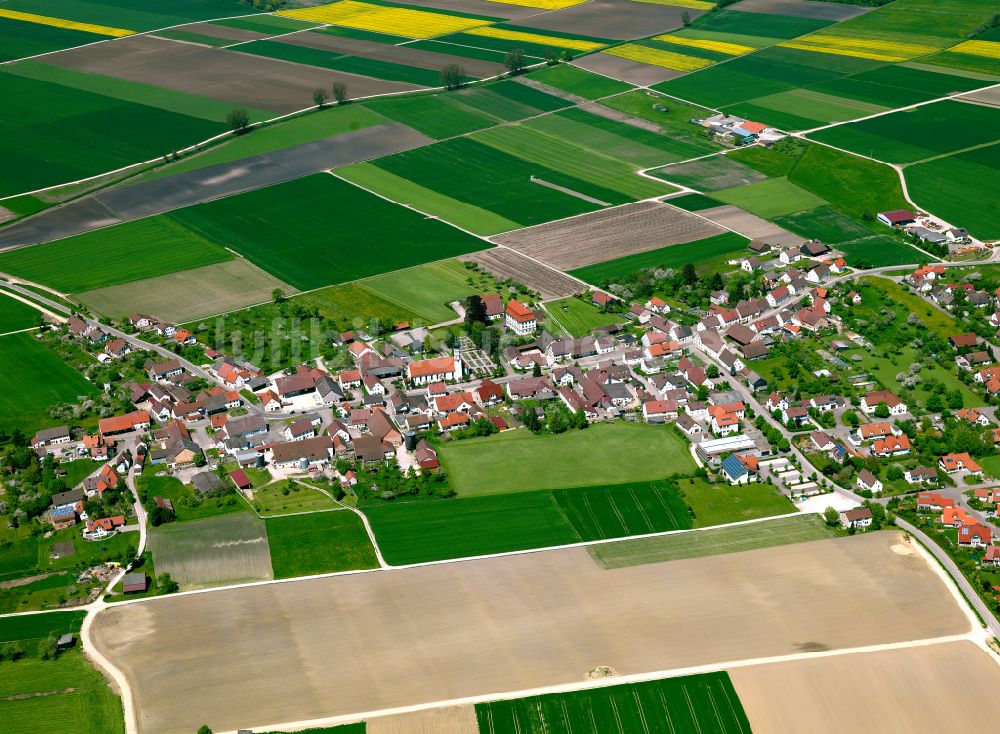 Ehingen (Donau) aus der Vogelperspektive: Dorfkern am Feldrand in Ehingen (Donau) im Bundesland Baden-Württemberg, Deutschland