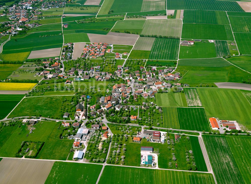 Ehingen (Donau) aus der Vogelperspektive: Dorfkern am Feldrand in Ehingen (Donau) im Bundesland Baden-Württemberg, Deutschland