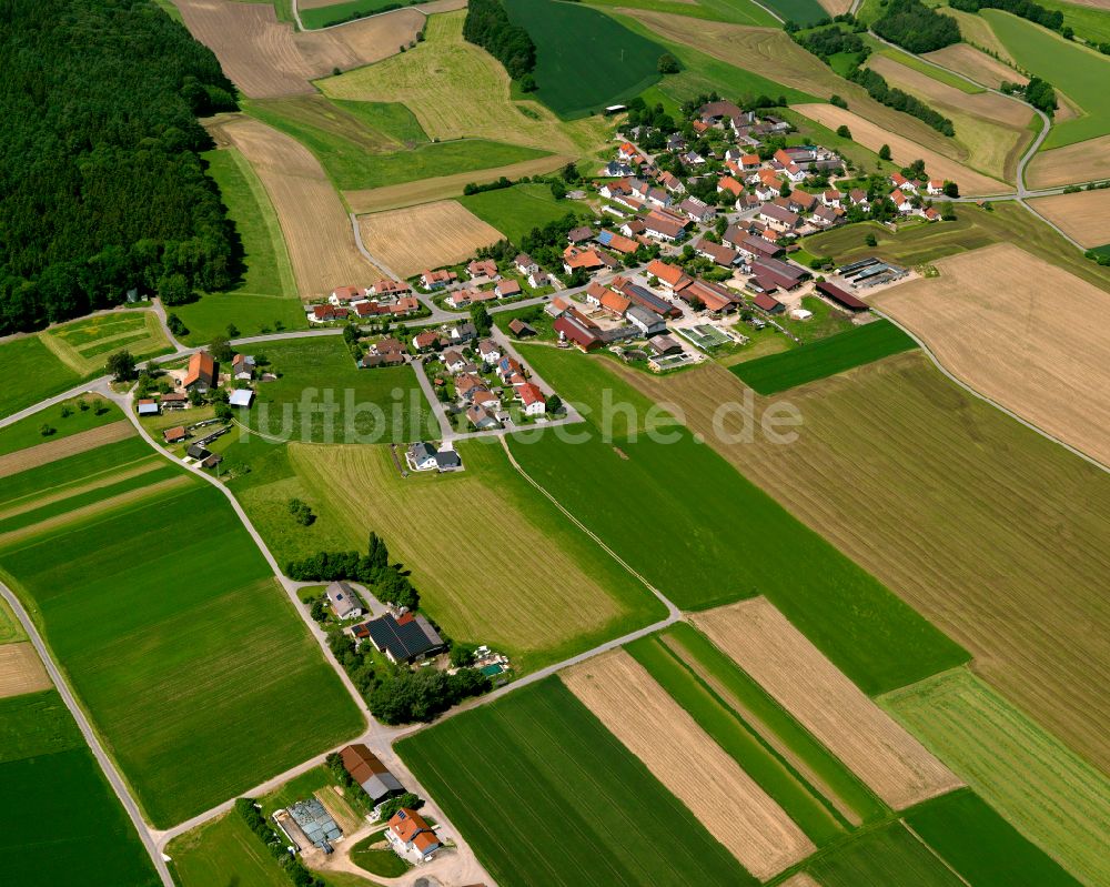 Luftaufnahme Erlenmoos - Dorfkern am Feldrand in Erlenmoos im Bundesland Baden-Württemberg, Deutschland