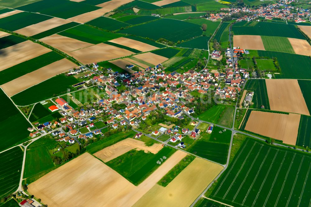 Luftaufnahme Euerfeld - Dorfkern am Feldrand in Euerfeld im Bundesland Bayern, Deutschland