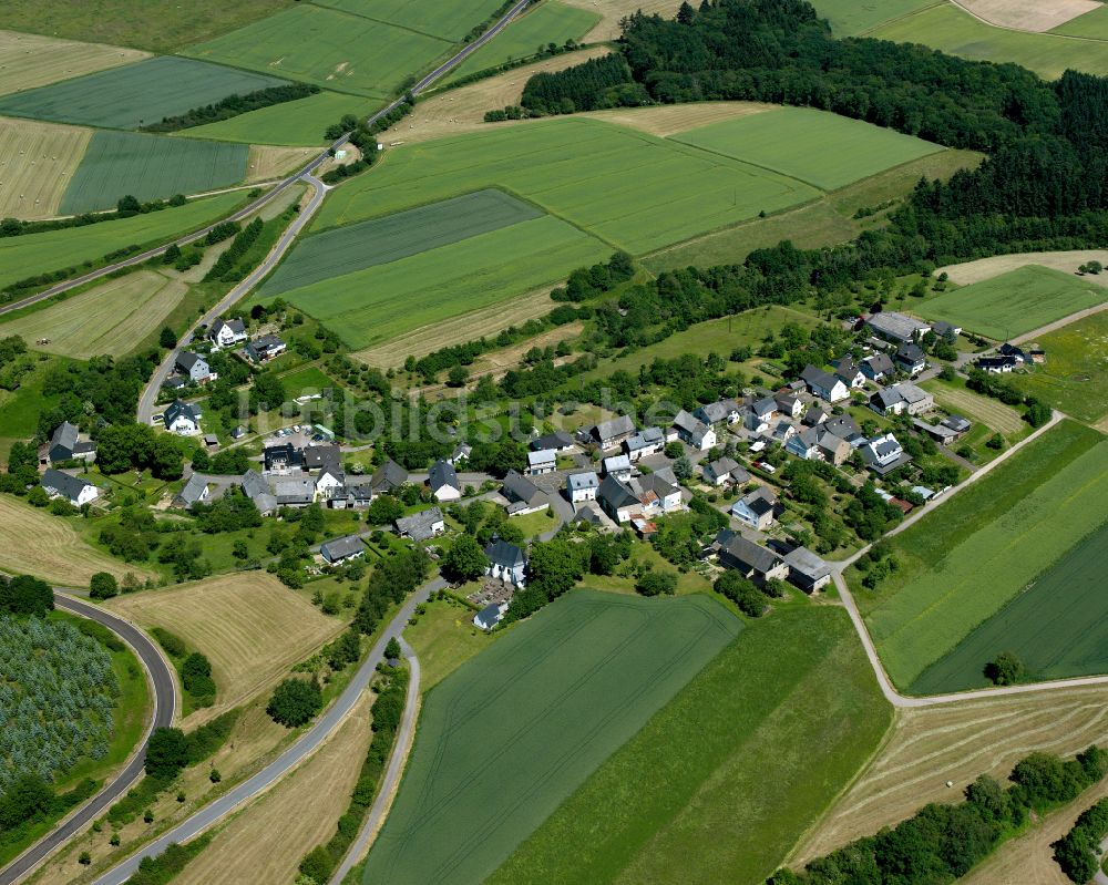 Eveshausen von oben - Dorfkern am Feldrand in Eveshausen im Bundesland Rheinland-Pfalz, Deutschland