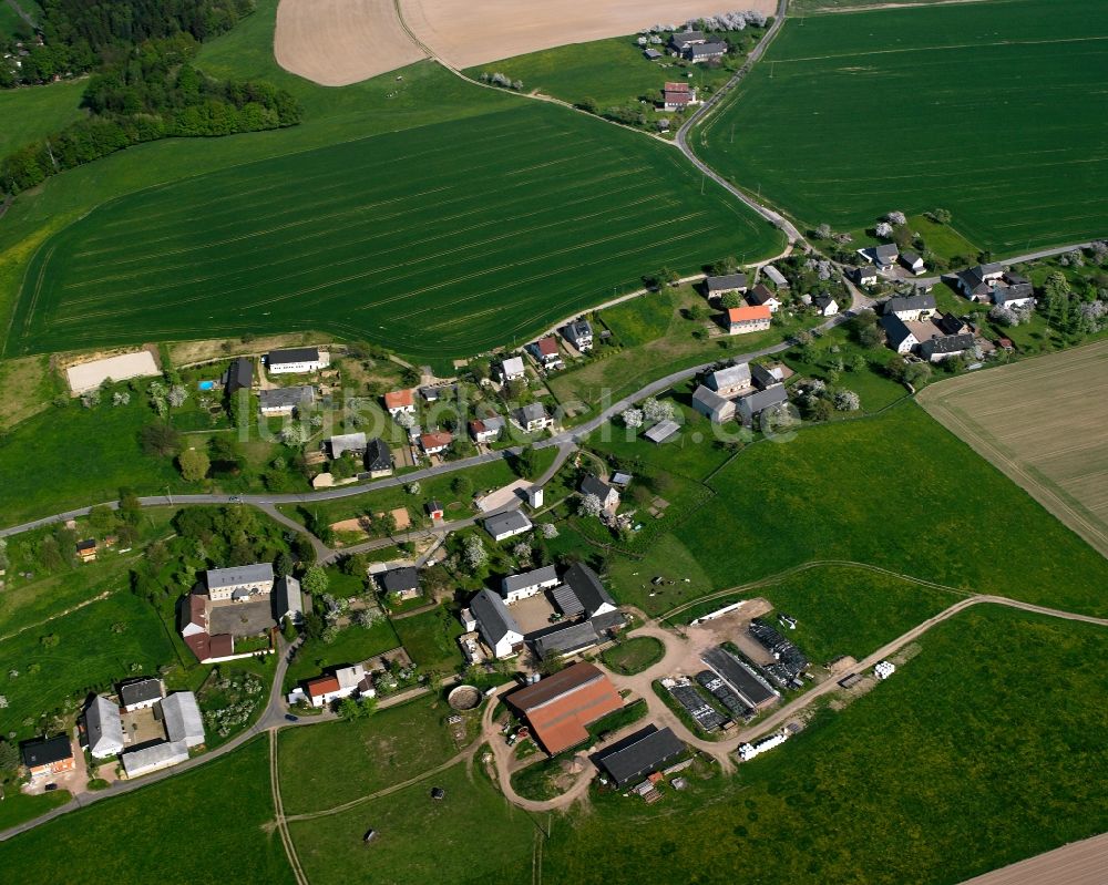 Falkenhain von oben - Dorfkern am Feldrand in Falkenhain im Bundesland Sachsen, Deutschland