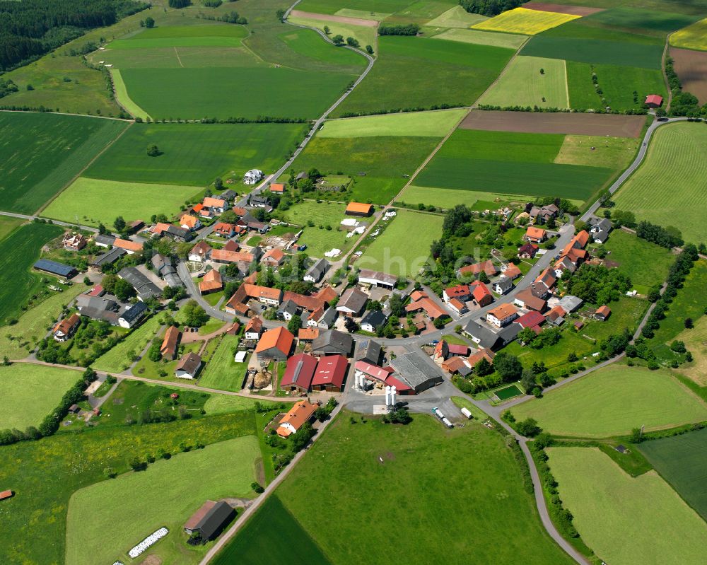 Luftaufnahme Fleschenbach - Dorfkern am Feldrand in Fleschenbach im Bundesland Hessen, Deutschland