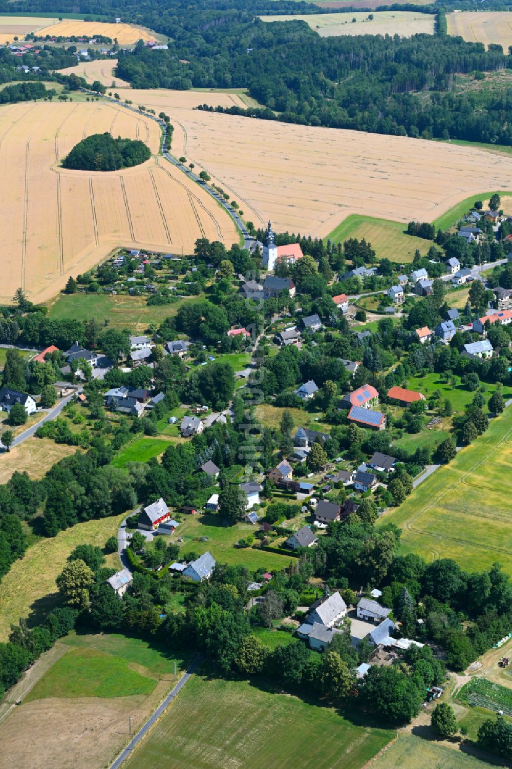 Luftaufnahme Frankenstein - Dorfkern am Feldrand in Frankenstein im Bundesland Sachsen, Deutschland