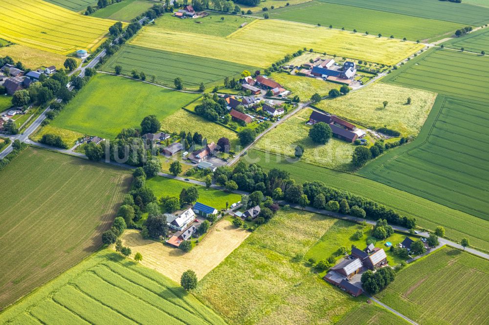 Freiske aus der Vogelperspektive: Dorfkern am Feldrand in Freiske im Bundesland Nordrhein-Westfalen, Deutschland