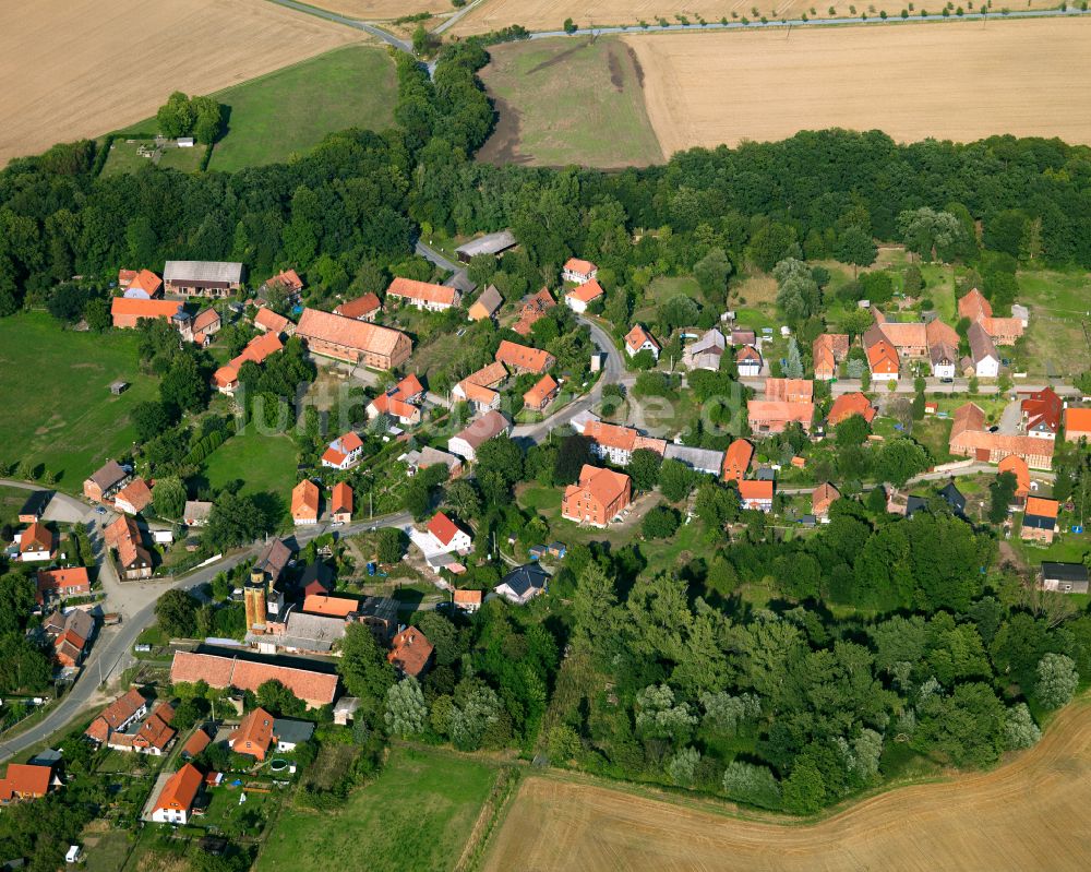 Luftaufnahme Göddeckenrode - Dorfkern am Feldrand in Göddeckenrode im Bundesland Sachsen-Anhalt, Deutschland