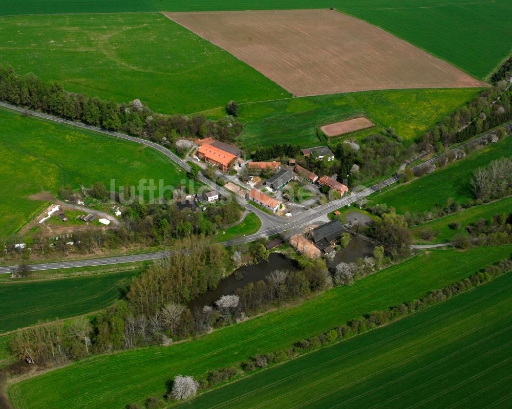 Gehau von oben - Dorfkern am Feldrand in Gehau im Bundesland Hessen, Deutschland