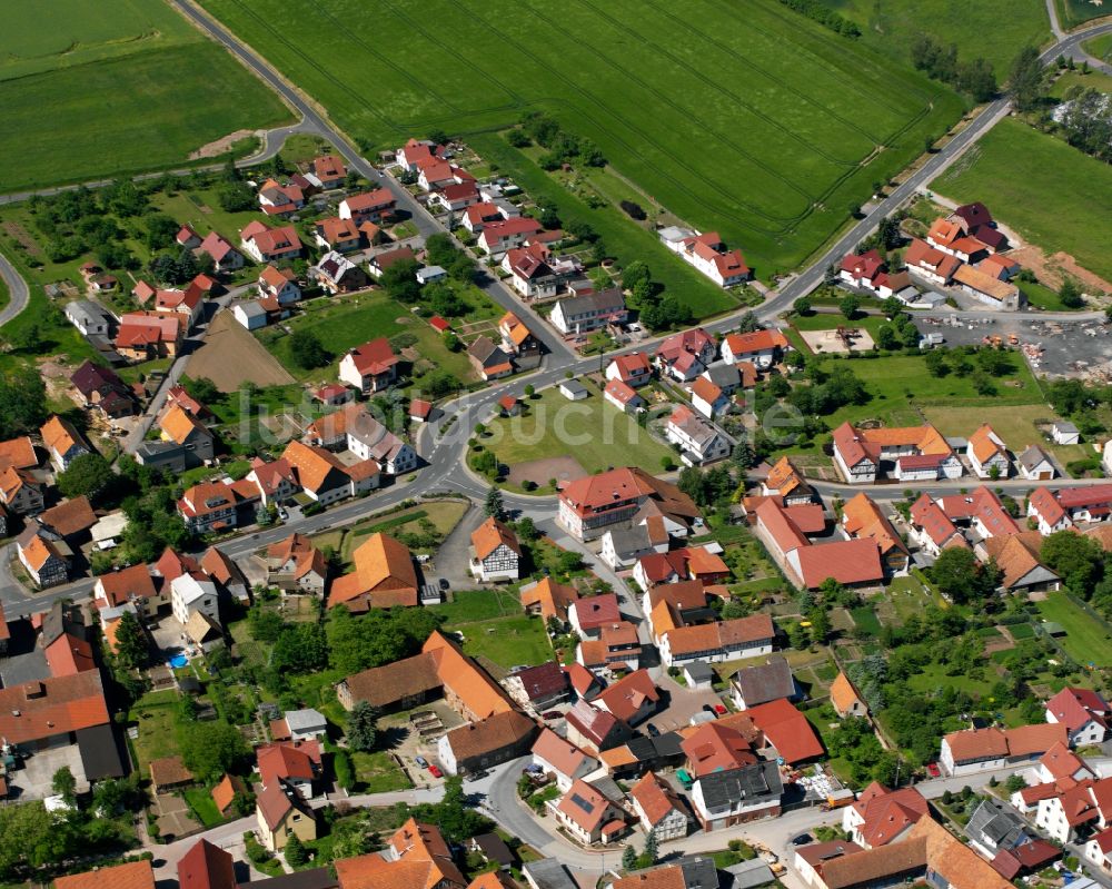 Gerbershausen von oben - Dorfkern am Feldrand in Gerbershausen im Bundesland Thüringen, Deutschland