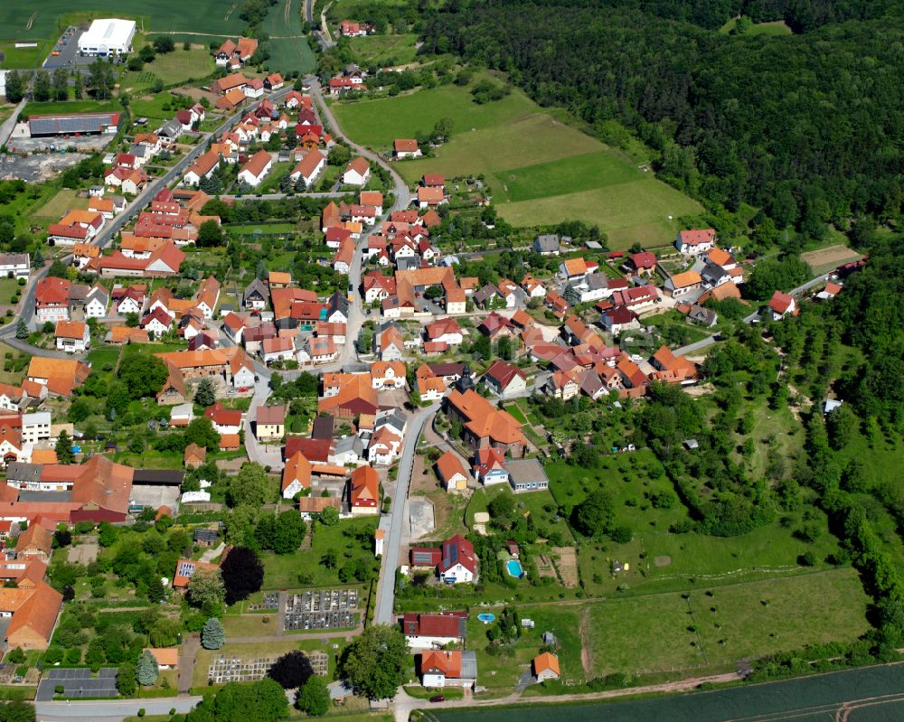 Luftbild Gerbershausen - Dorfkern am Feldrand in Gerbershausen im Bundesland Thüringen, Deutschland