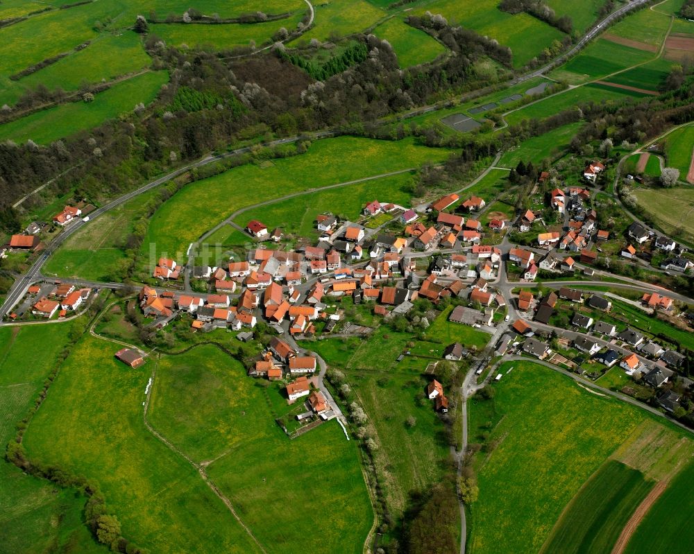 Luftaufnahme Gittersdorf - Dorfkern am Feldrand in Gittersdorf im Bundesland Hessen, Deutschland