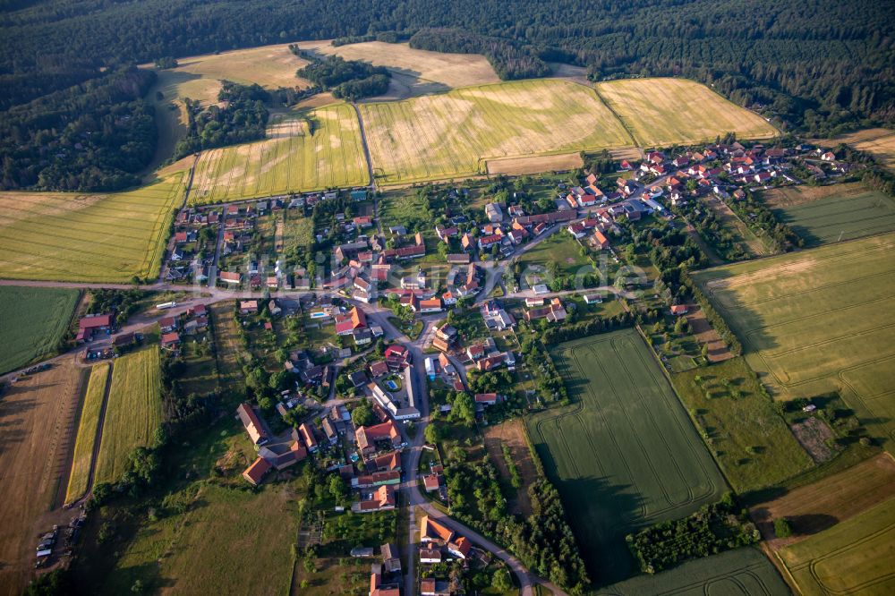 Gorenzen aus der Vogelperspektive: Dorfkern am Feldrand in Gorenzen im Bundesland Sachsen-Anhalt, Deutschland