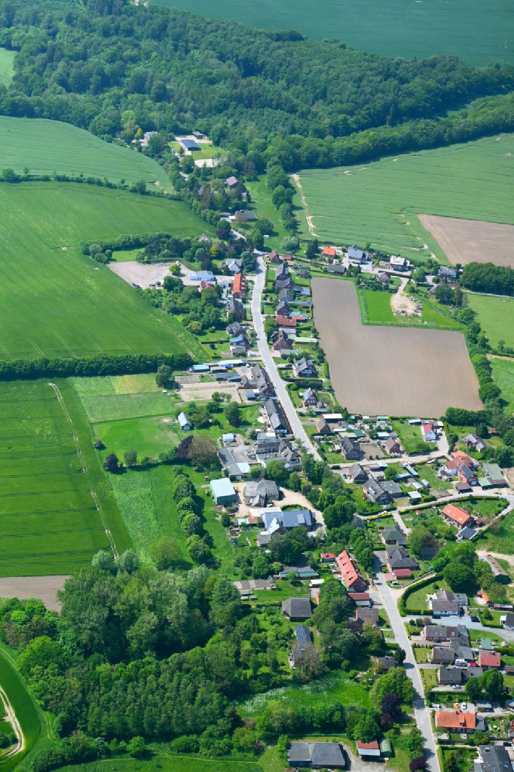 Luftaufnahme Grammdorf - Dorfkern am Feldrand in Grammdorf im Bundesland Schleswig-Holstein, Deutschland