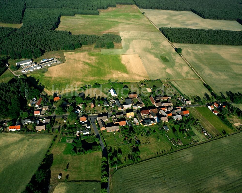 Göritz aus der Vogelperspektive: Dorfkern am Feldrand in Göritz im Bundesland Sachsen-Anhalt, Deutschland