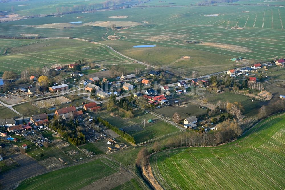 Grünow von oben - Dorfkern am Feldrand in Grünow im Bundesland Mecklenburg-Vorpommern, Deutschland