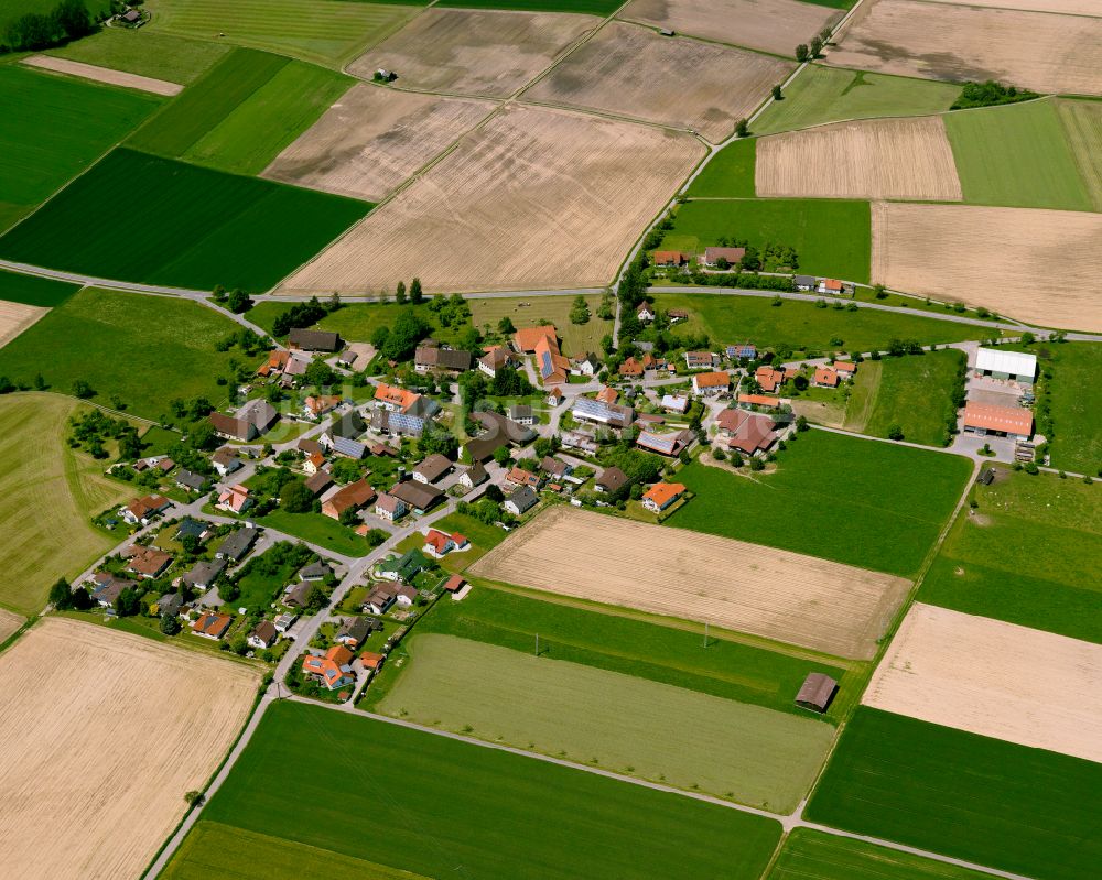 Grodt von oben - Dorfkern am Feldrand in Grodt im Bundesland Baden-Württemberg, Deutschland