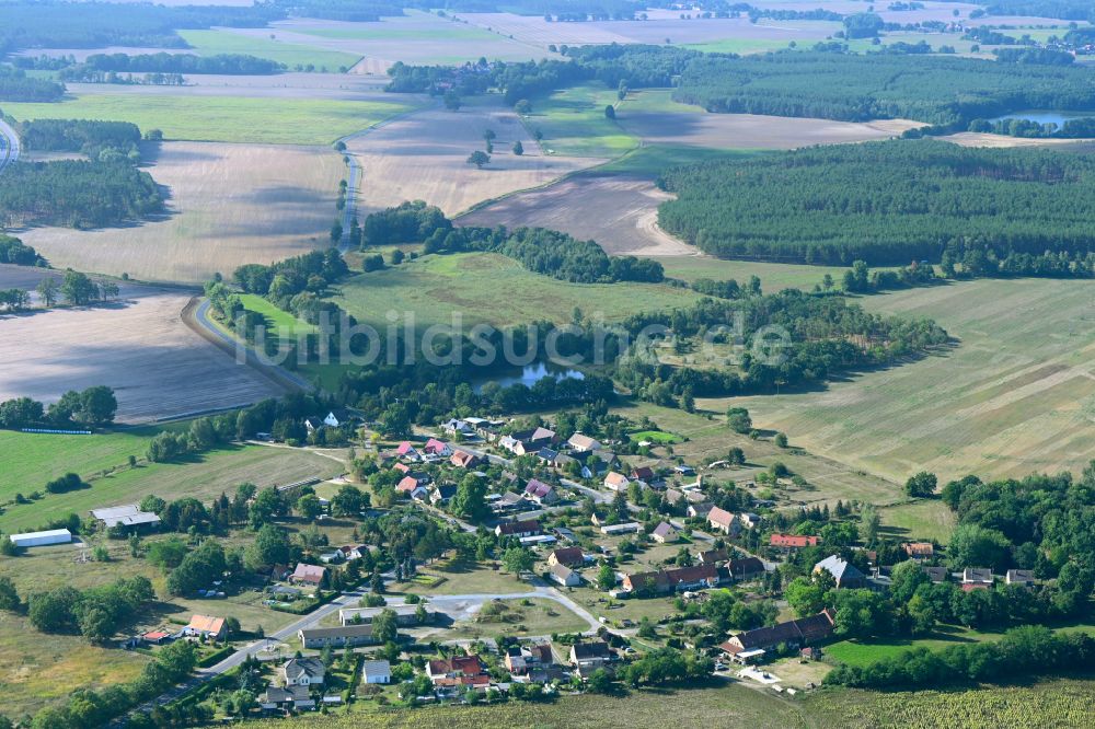 Luftaufnahme Groß Jehser - Dorfkern am Feldrand in Groß Jehser im Bundesland Brandenburg, Deutschland