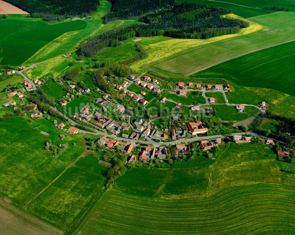 Luftaufnahme Großbocka - Dorfkern am Feldrand in Großbocka im Bundesland Thüringen, Deutschland