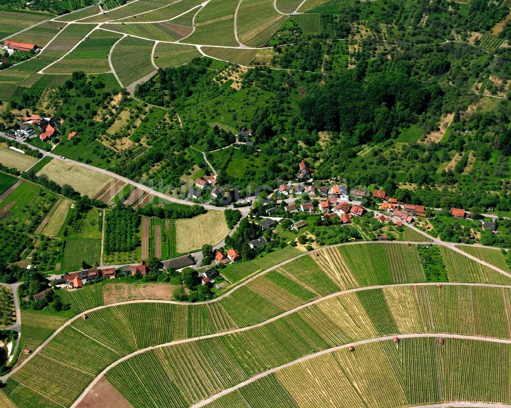 Luftbild Großheppach - Dorfkern am Feldrand in Großheppach im Bundesland Baden-Württemberg, Deutschland