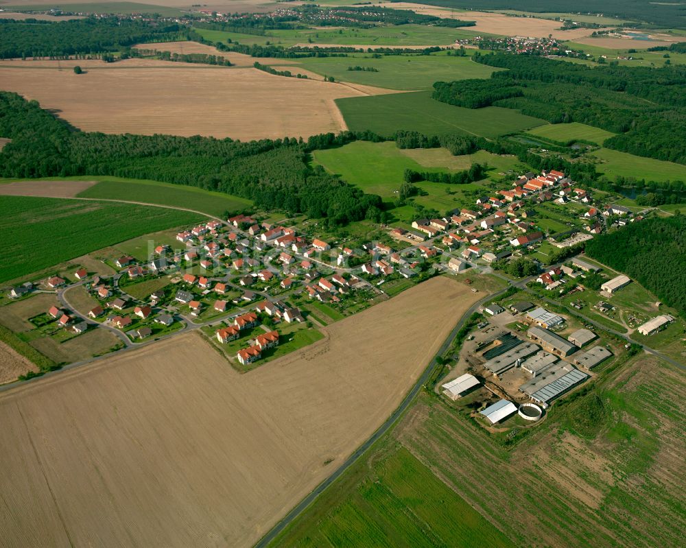 Luftbild Görzig - Dorfkern am Feldrand in Görzig im Bundesland Sachsen, Deutschland