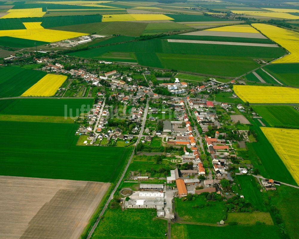 Güterglück von oben - Dorfkern am Feldrand in Güterglück im Bundesland Sachsen-Anhalt, Deutschland