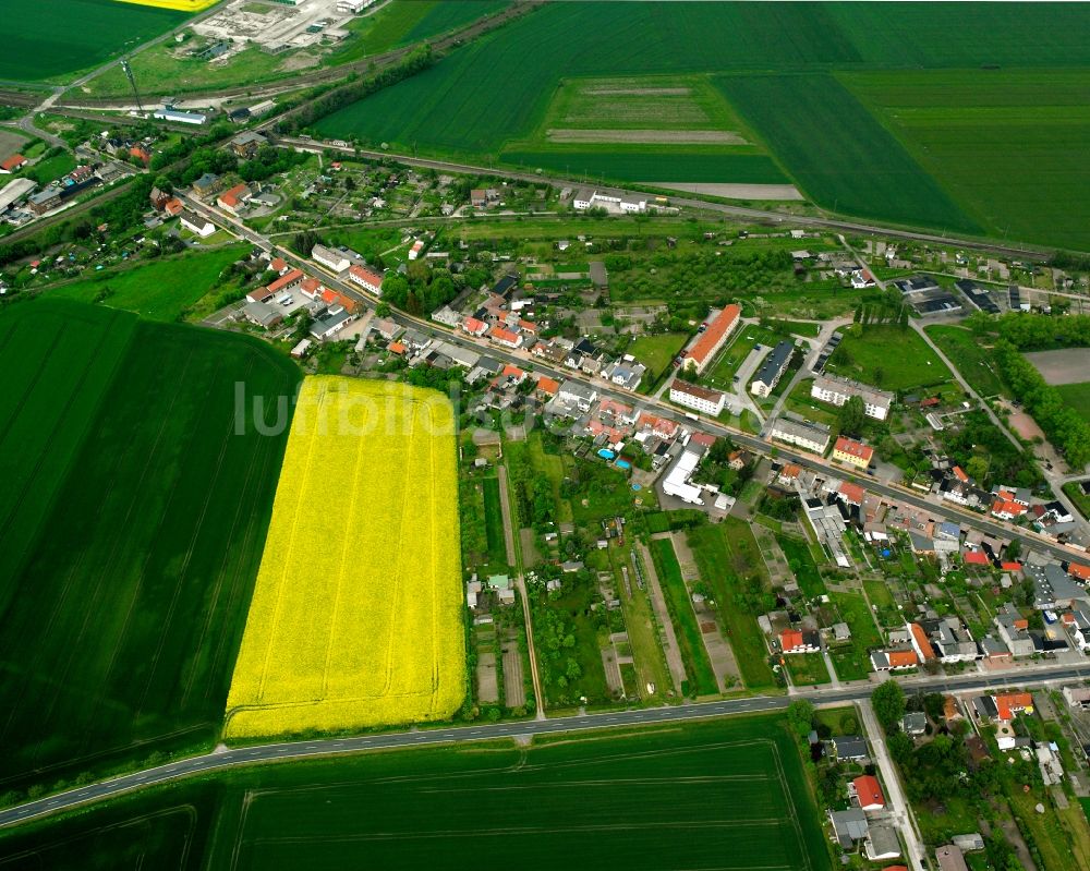 Güterglück aus der Vogelperspektive: Dorfkern am Feldrand in Güterglück im Bundesland Sachsen-Anhalt, Deutschland