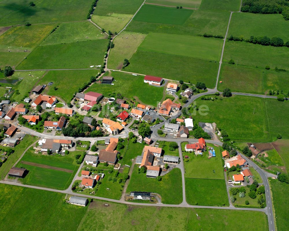 Luftbild Gunzenau - Dorfkern am Feldrand in Gunzenau im Bundesland Hessen, Deutschland