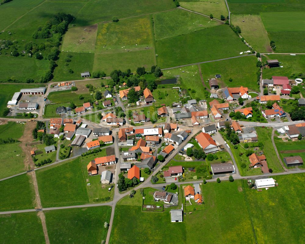 Luftaufnahme Gunzenau - Dorfkern am Feldrand in Gunzenau im Bundesland Hessen, Deutschland