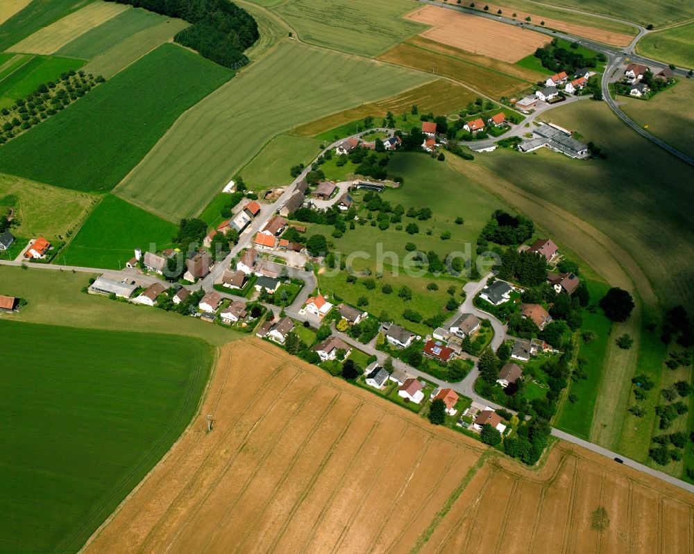 Haid aus der Vogelperspektive: Dorfkern am Feldrand in Haid im Bundesland Baden-Württemberg, Deutschland