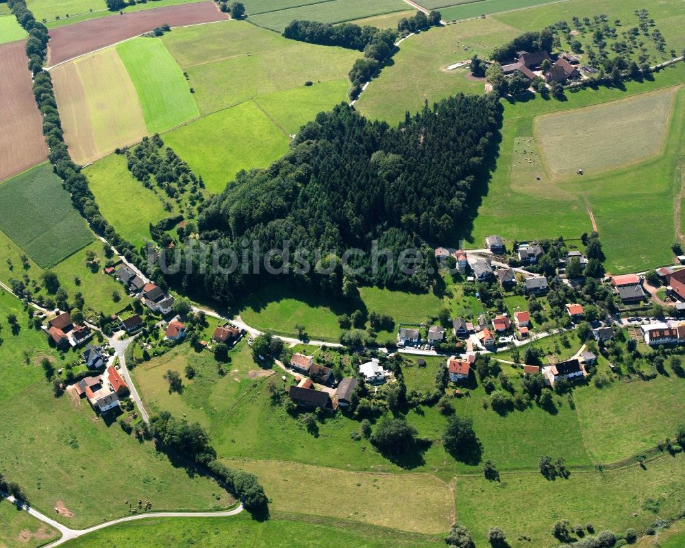 Haisterbach von oben - Dorfkern am Feldrand in Haisterbach im Bundesland Hessen, Deutschland