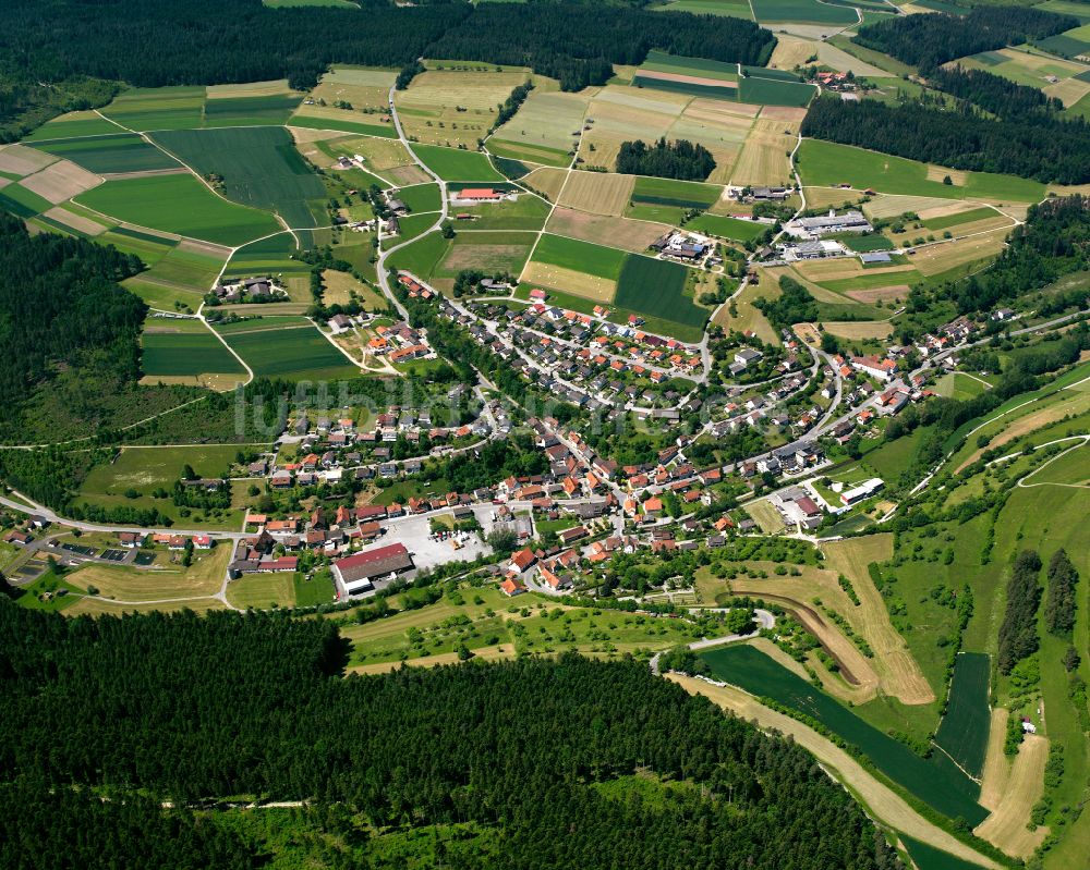 Luftaufnahme Haiterbach - Dorfkern am Feldrand in Haiterbach im Bundesland Baden-Württemberg, Deutschland