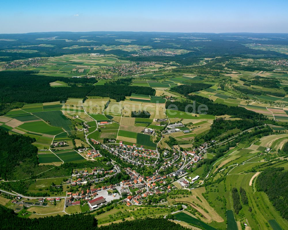 Haiterbach von oben - Dorfkern am Feldrand in Haiterbach im Bundesland Baden-Württemberg, Deutschland