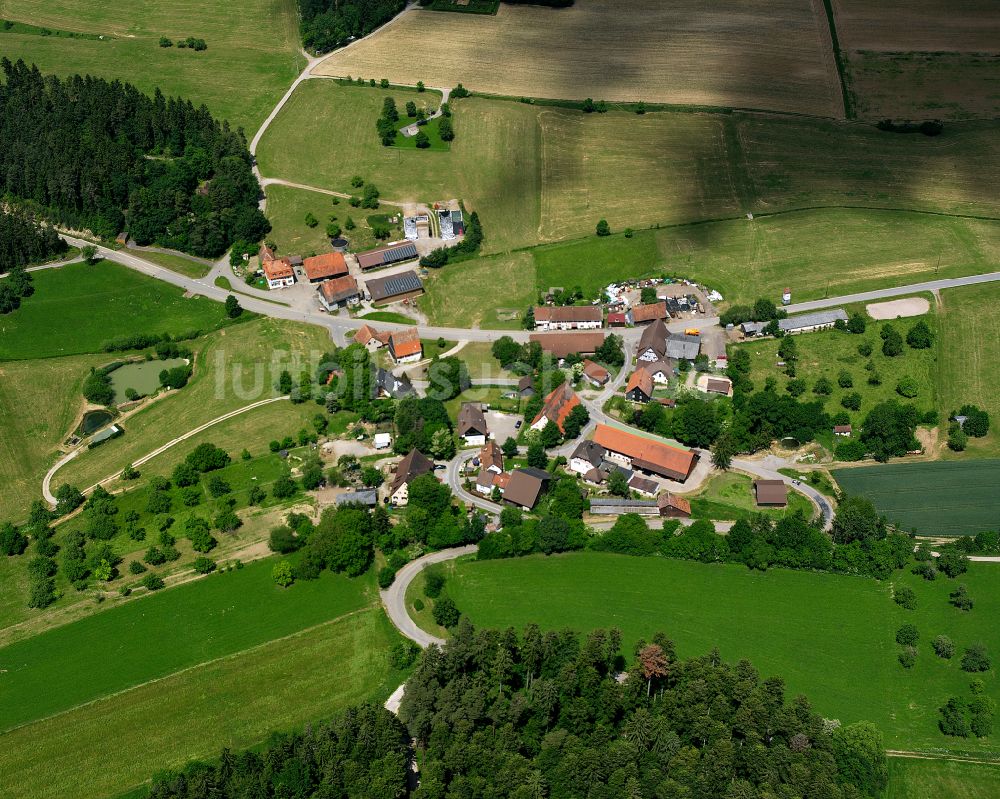 Luftaufnahme Haiterbach - Dorfkern am Feldrand in Haiterbach im Bundesland Baden-Württemberg, Deutschland