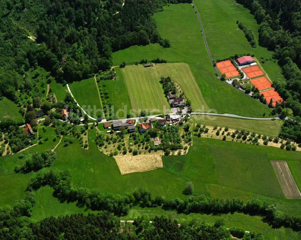 Luftaufnahme Haubersbronn - Dorfkern am Feldrand in Haubersbronn im Bundesland Baden-Württemberg, Deutschland