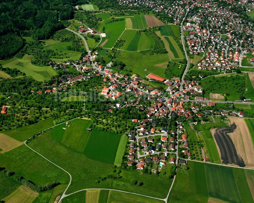 Heutensbach von oben - Dorfkern am Feldrand in Heutensbach im Bundesland Baden-Württemberg, Deutschland