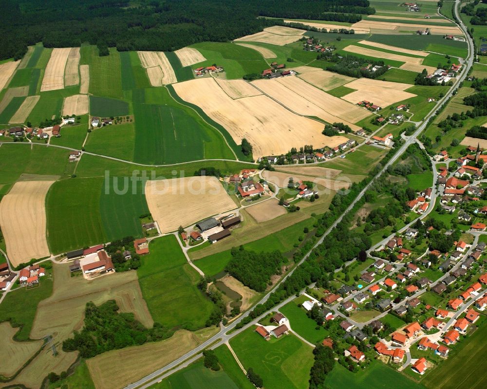 Luftbild Hirschhorn - Dorfkern am Feldrand in Hirschhorn im Bundesland Bayern, Deutschland