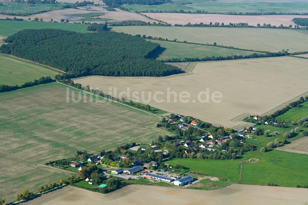 Hohenstein von oben - Dorfkern am Feldrand in Hohenstein im Bundesland Mecklenburg-Vorpommern, Deutschland