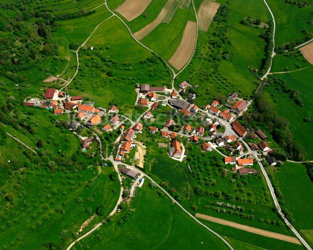 Luftaufnahme Hohrein - Dorfkern am Feldrand in Hohrein im Bundesland Baden-Württemberg, Deutschland