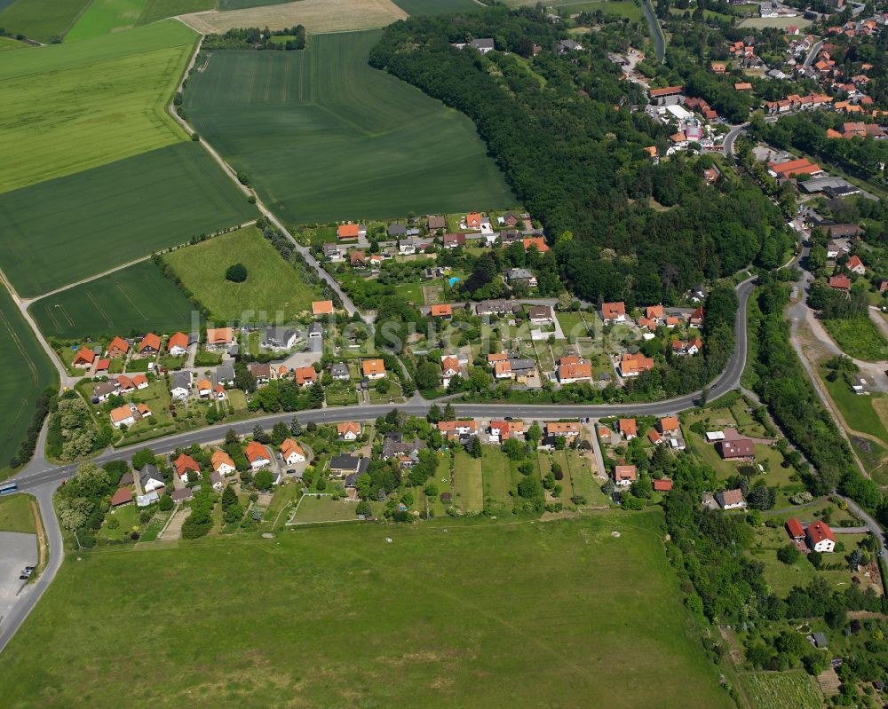 Hornburg von oben - Dorfkern am Feldrand in Hornburg im Bundesland Niedersachsen, Deutschland