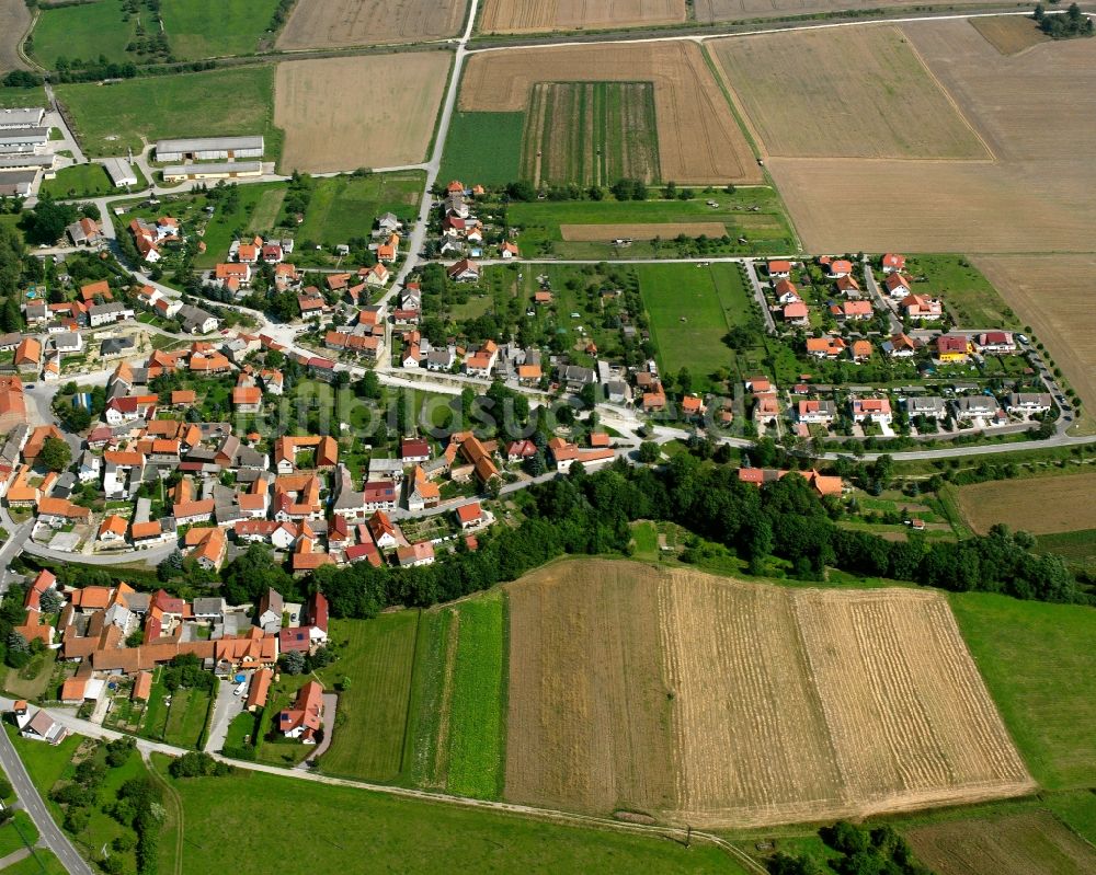 Horsmar aus der Vogelperspektive: Dorfkern am Feldrand in Horsmar im Bundesland Thüringen, Deutschland