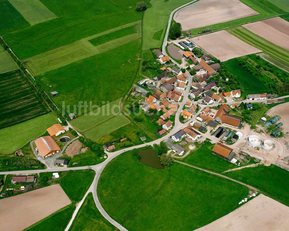 Luftbild Hürbel - Dorfkern am Feldrand in Hürbel im Bundesland Bayern, Deutschland