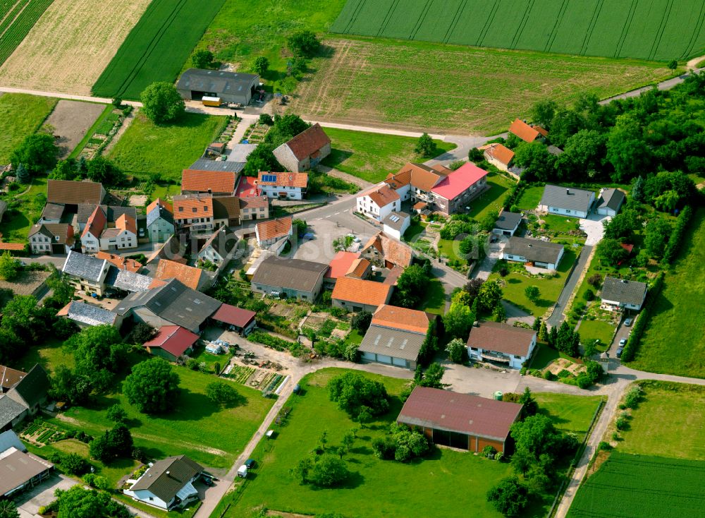 Ilbesheim aus der Vogelperspektive: Dorfkern am Feldrand in Ilbesheim im Bundesland Rheinland-Pfalz, Deutschland