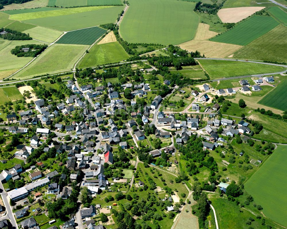 Industriepark aus der Vogelperspektive: Dorfkern am Feldrand in Industriepark im Bundesland Rheinland-Pfalz, Deutschland