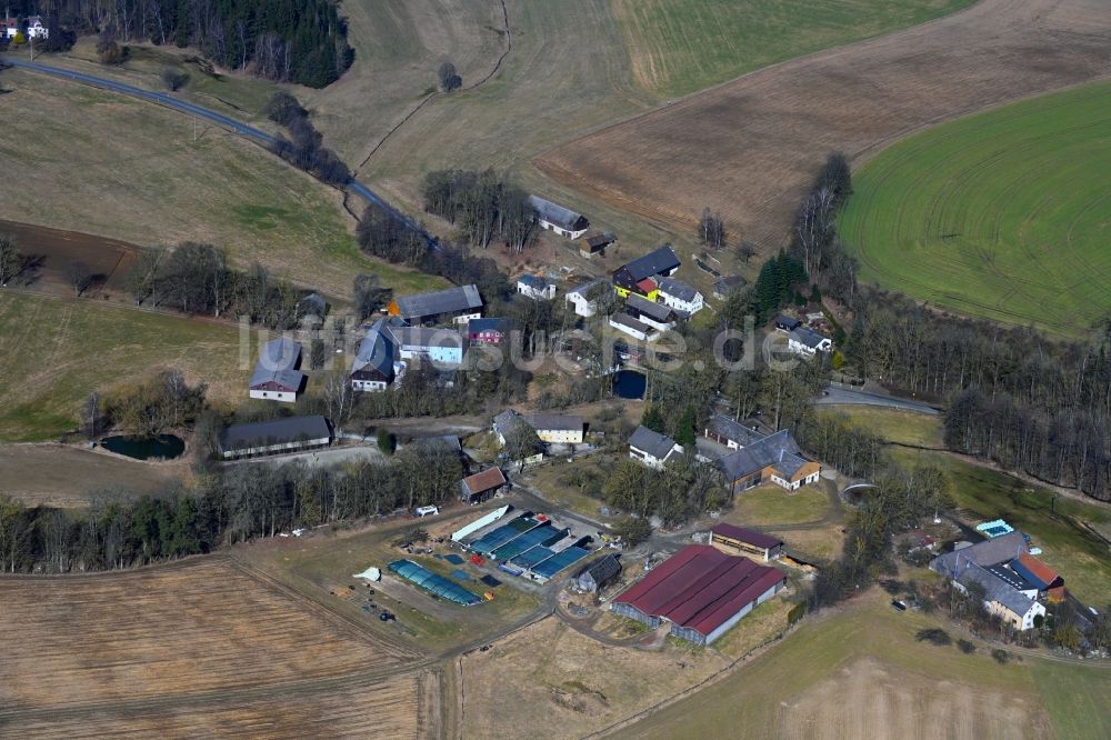 Luftaufnahme Jehsen - Dorfkern am Feldrand in Jehsen im Bundesland Bayern, Deutschland