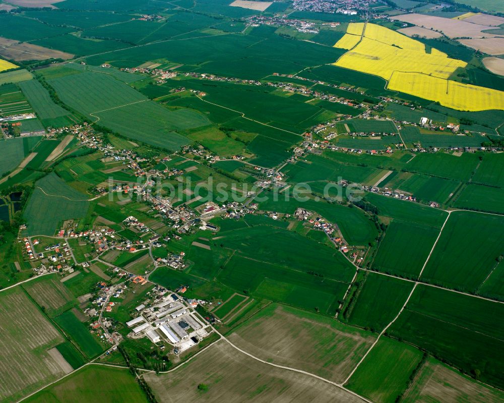 Kakau von oben - Dorfkern am Feldrand in Kakau im Bundesland Sachsen-Anhalt, Deutschland