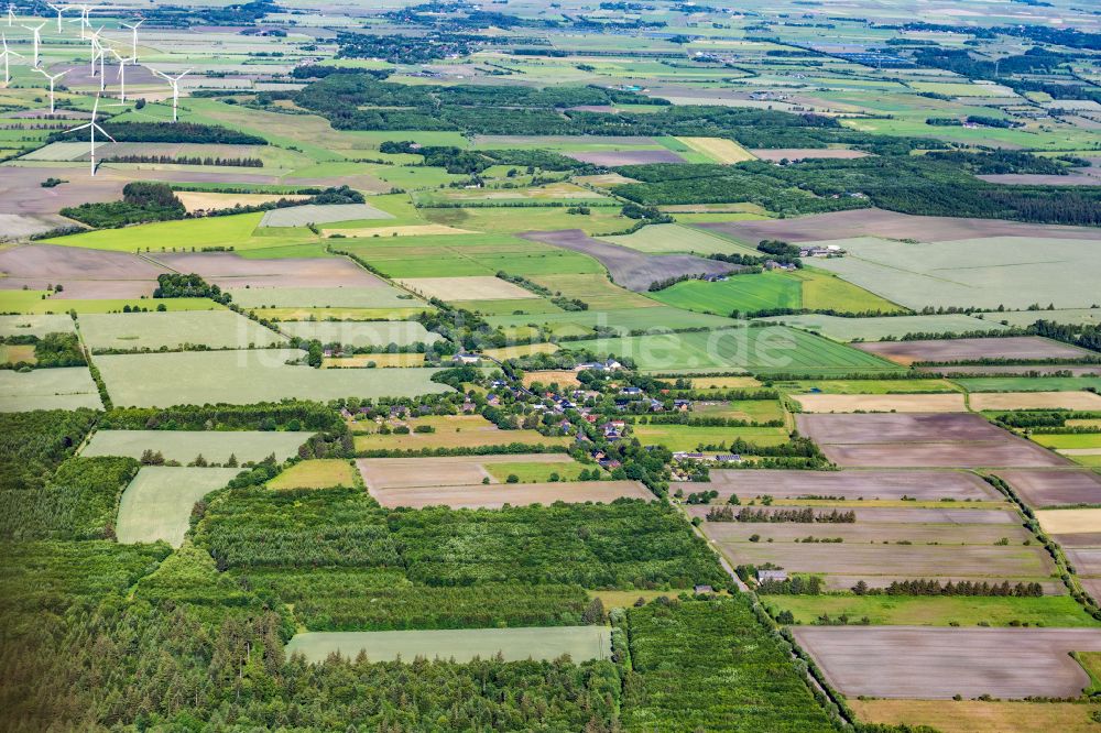 Karlum aus der Vogelperspektive: Dorfkern am Feldrand in Karlum im Bundesland Schleswig-Holstein, Deutschland