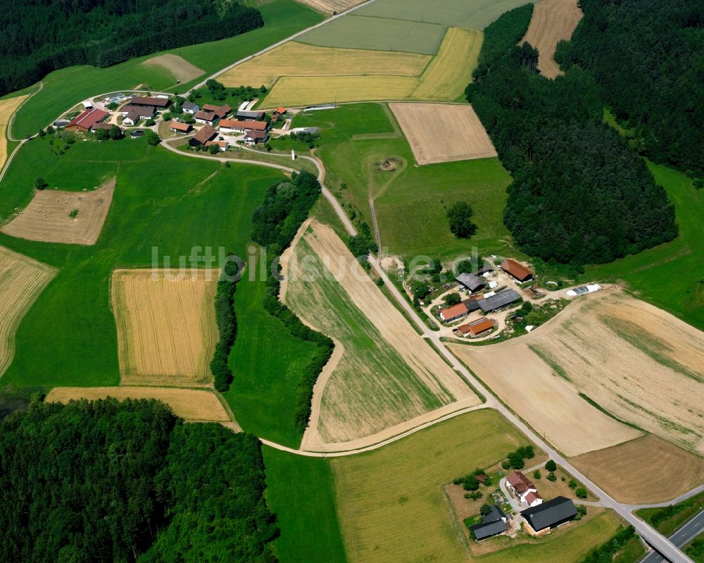 Kienberg aus der Vogelperspektive: Dorfkern am Feldrand in Kienberg im Bundesland Bayern, Deutschland