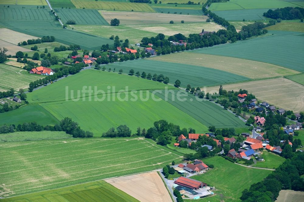 Klein Holtensen aus der Vogelperspektive: Dorfkern am Feldrand in Klein Holtensen im Bundesland Niedersachsen, Deutschland