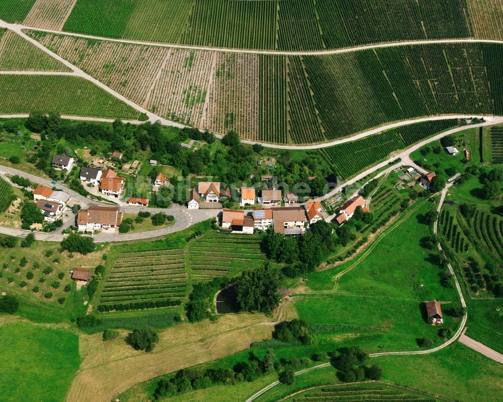 Klingen von oben - Dorfkern am Feldrand in Klingen im Bundesland Baden-Württemberg, Deutschland