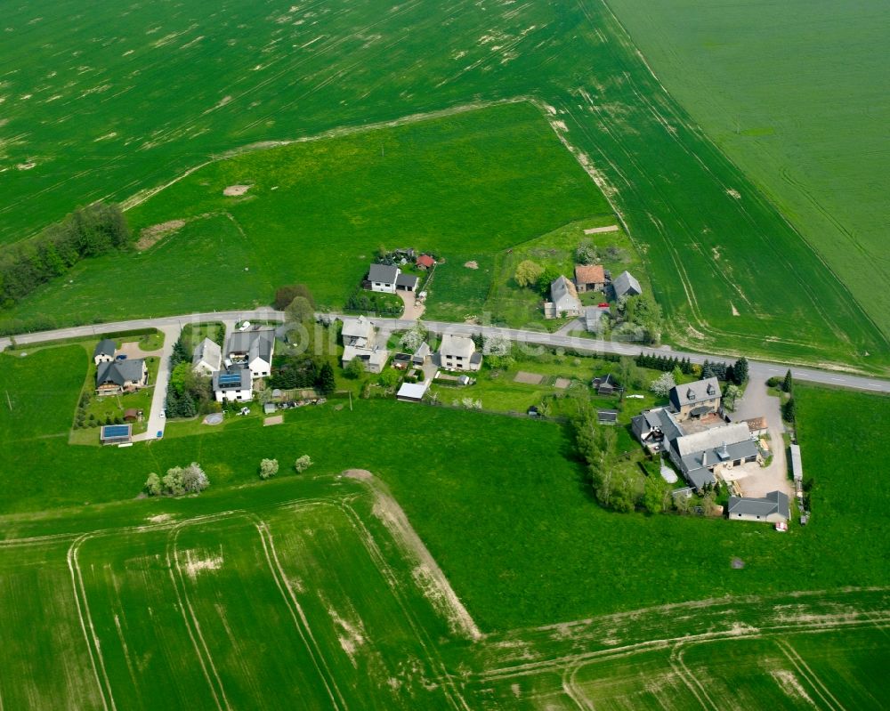 Königshain aus der Vogelperspektive: Dorfkern am Feldrand in Königshain im Bundesland Sachsen, Deutschland